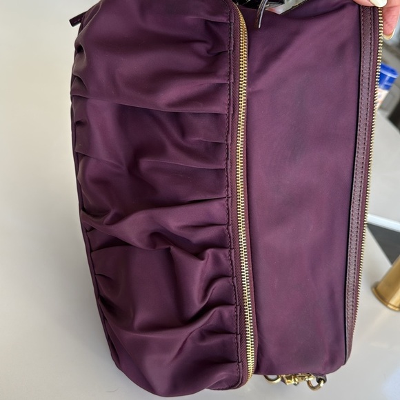 MZ Wallace Nylon Crossbody Satchel Bag 2 Strap Purple Burgundy Color Tote - Picture 10 of 15